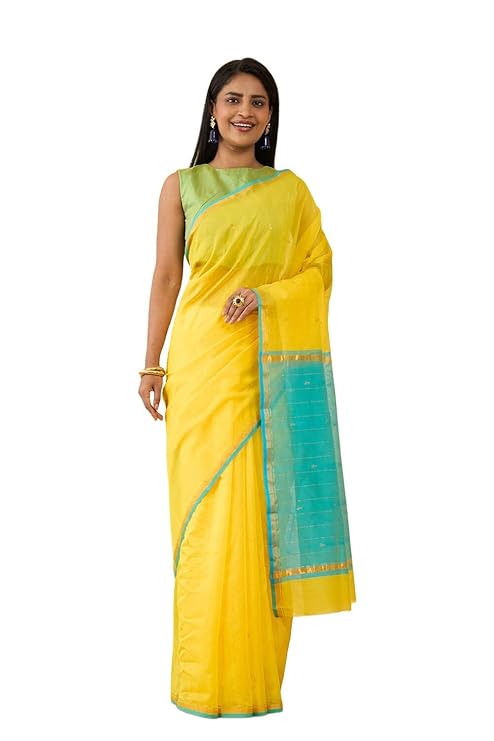 Home vj fashion women's striped pattern cotton silk saree with 6 yards length and unstitched blouse piece