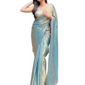 vj fashion women's striped pattern cotton silk saree with 6 yards length and unstitched blouse piece