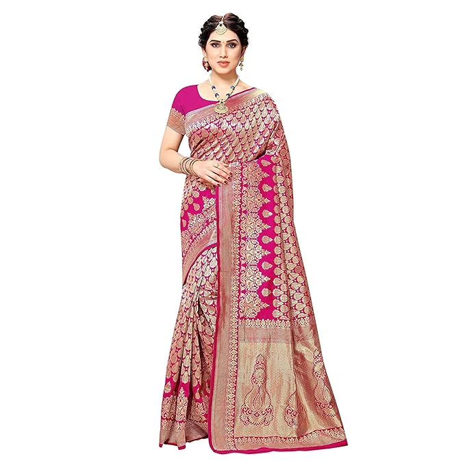 Home vj fashion women's striped pattern cotton silk saree with 6 yards length and unstitched blouse piece
