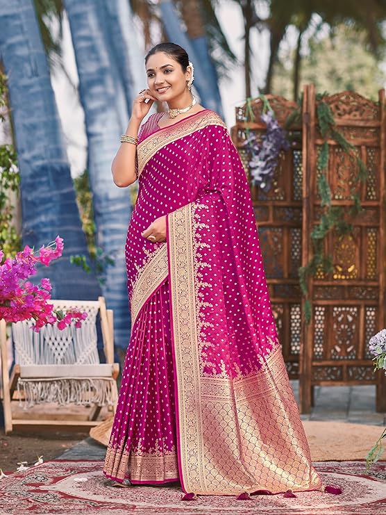 manohari women's trendy banarasi satin silk woven saree with heavy jacquard work, elegant design, silk saree with maching lace border unstitched blouse piece for weddings & festive occasions manohari women's trendy banarasi satin silk woven saree with heavy jacquard work, elegant design, silk saree with maching lace border unstitched blouse piece for weddings & festive occasions