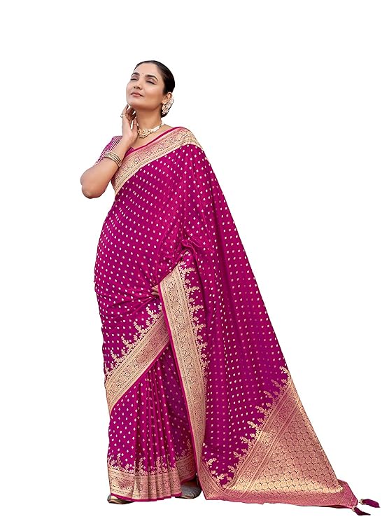 manohari women's trendy banarasi satin silk woven saree with heavy jacquard work, elegant design, silk saree with maching lace border unstitched blouse piece for weddings & festive occasions manohari women's trendy banarasi satin silk woven saree with heavy jacquard work, elegant design, silk saree with maching lace border unstitched blouse piece for weddings & festive occasions