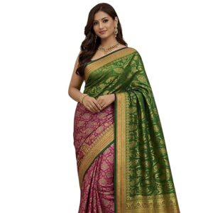 Women Traditional Banarasi Silk Saree | Rich Zari Border | Wedding
